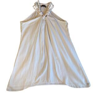 Giocam Cotton Y2K Rope Neck Draped White Long Tank Top Large Boho Swim Cover up